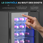 Cave à vin 20 bouteilles 53L haute performance température réglable 5-18° avec lumière LED, noir