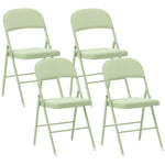 Lot de 4 chaises pliantes et portables intérieur avec assises et dossiers rembourrés en velours, cadre en acier, vert