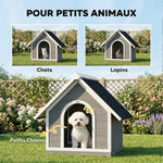 Niche pour Chien Extérieur Maison pour Chien Corps Entièrement Ouvrant pour Nettoyage Facile 84x101x86 cm Gris et Blanc