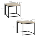 Lot de 2 tables gigognes tables basses carrées tables de salon cadre en acier et plateaux en panneaux de particules