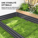 Fioriera da esterno rettangolare per orto in acciaio zincato con bordo di sicurezza e fondo aperto 240 x 120 x 30 cm grigio scuro