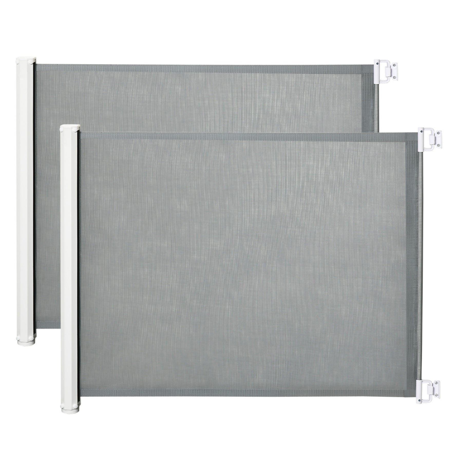 Lot de 2 barrières de sécurité barrière animaux rétractable automatique 1,15L x 0,83H m textilène acier  gris