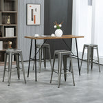 4er-Set stapelbare Industrie-Barhocker Sitzhöhe 76 cm silberfarbenes Metall