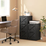 Caisson de Bureau avec 3 Tiroirs, Dossiers Suspendus pour Formats Lettre/A4, Style Rustique, 40x40x101cm, Noir