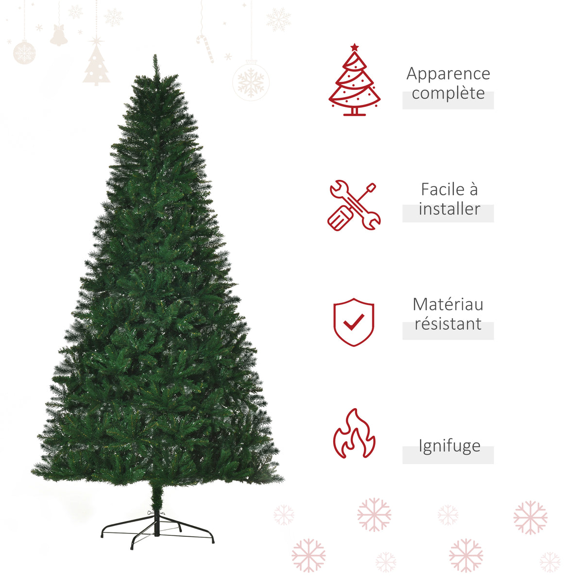 Sapin de Noël Artificiel 240H cm 1499 Branches épines Imitation Nordmann Grand réalisme Vert