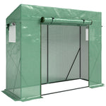 Serre de Jardin Anti-UV 2 fenêtres moustiquaires + Barres renforcement 200L x 77l x 169H cm Acier PE Vert