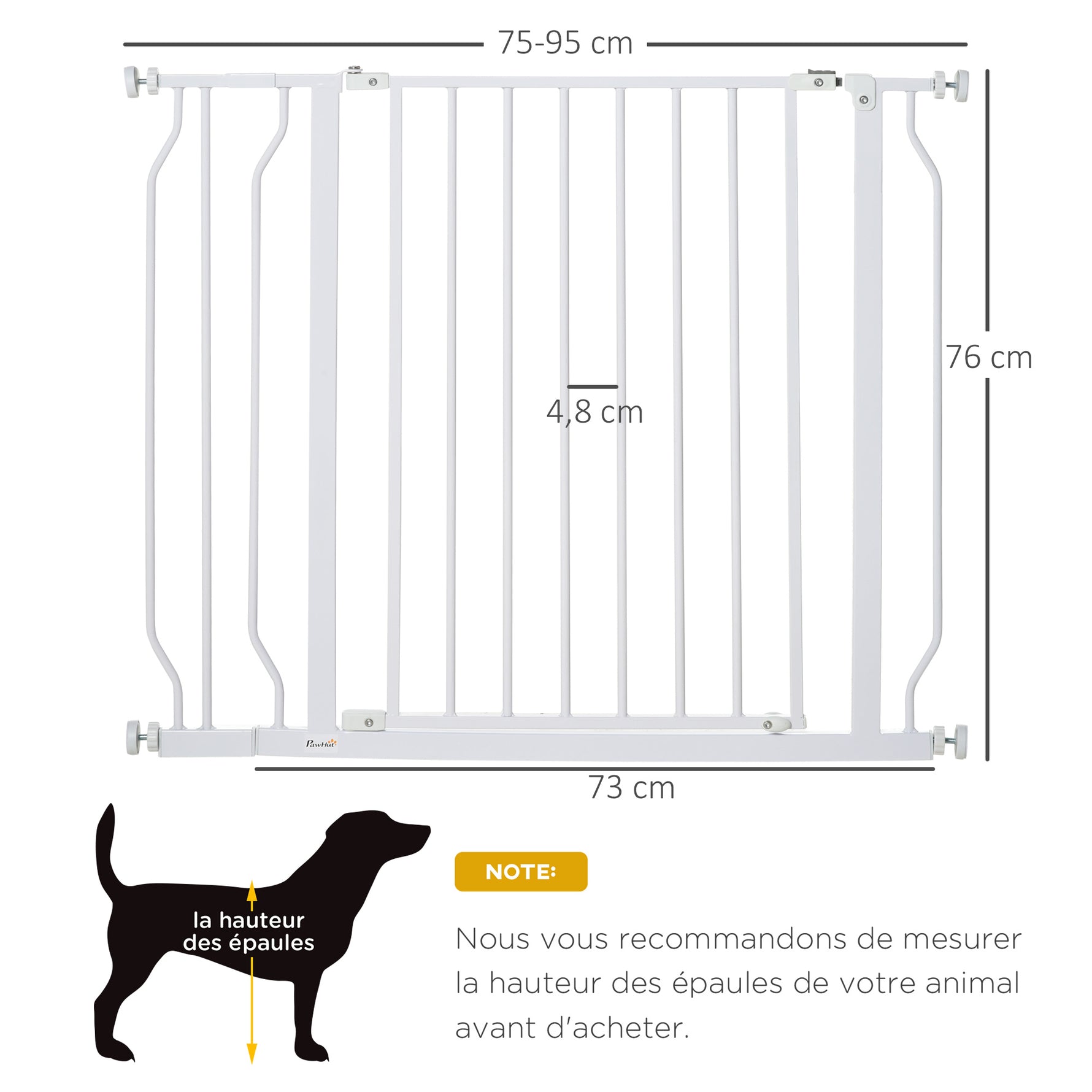 Lot de 2 barrières de sécurité pour animal longueur réglable escaliers couloirs portes sans perçage en acier ABS