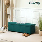 Banc de rangement bout de lit en velours côtelé avec couvercle, pour salon, chambre, entrée, 112 x 42 x 40 cm, vert