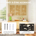 Ensemble de 3 Décorations Murales en Bois 3D, 40 x 80 cm, Feuilles Tropicales, Effet Bois Naturel