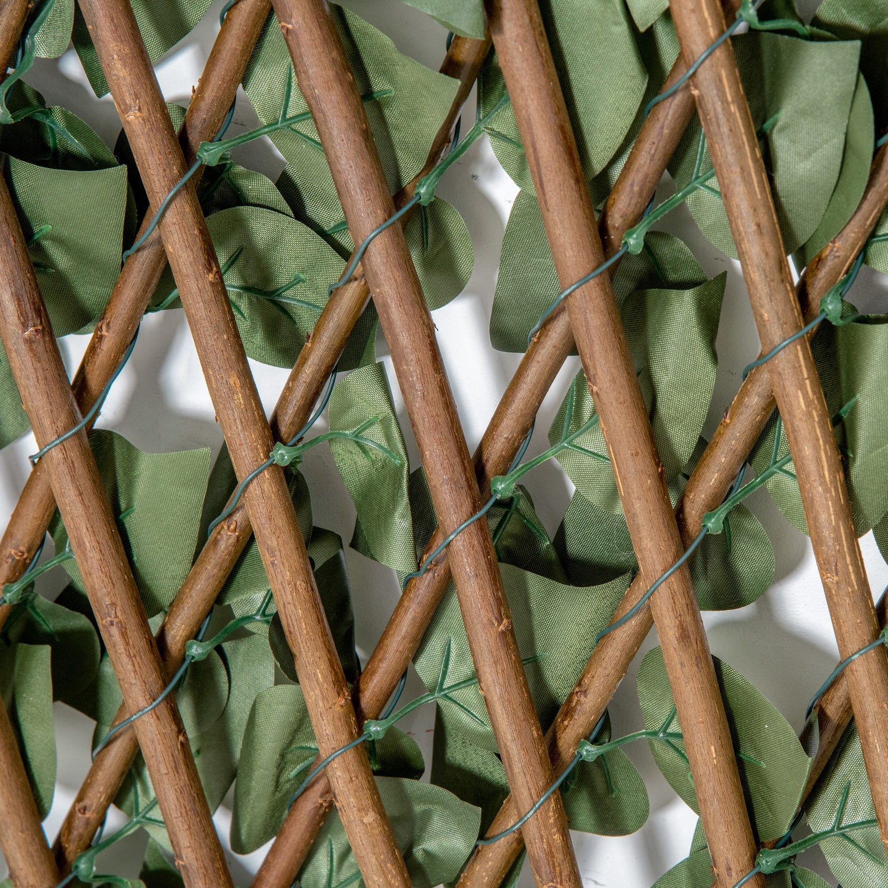 Lot de 4 Haies Artificielles de Lierre Extensible, Feuilles Murale Brise-vue en Polyester Osier, 200 x 100 cm, Vert