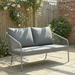Canapé de jardin 2 places en résine tressée avec coussins canapé d'extérieur accoudoirs cadre en acier 112x72x76cm gris-1