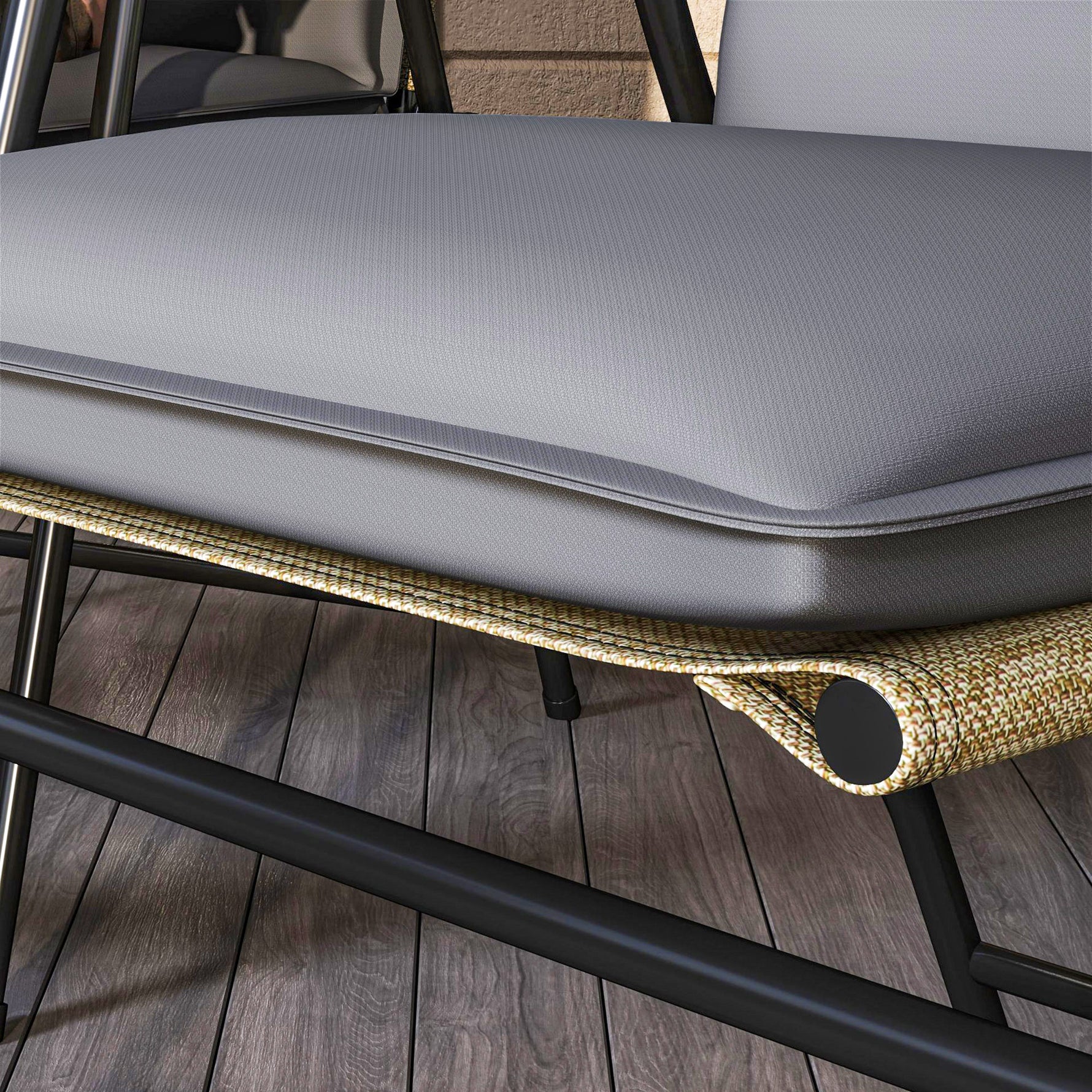 Lot de 4 coussins de chaise extérieur avec attaches et bande réglable, anti-décoloration UPF50+, 124x50x5cm, gris