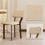 Lot de 2 chaises salle à manger chaises de cuisine avec dossier pieds en bois tissu effet lin 49 x 56 x 85 cm beige