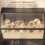 Cage Hamster 2-en-1 avec Armoire de Rangement pour Rongeur Hamster Syrien et Souris Acier et Acrylique Noir