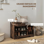 Meuble et Banc à Chaussures, 1 Tiroir et 3 Compartiments, Capacité 5 Paires, MDF, 76,5 x 30 x 52 cm, Marron