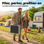 Table pliante aluminium, table de camping pliante, poignée 4 hauteurs réglables avec Rangement 60x40x60cm, blanc