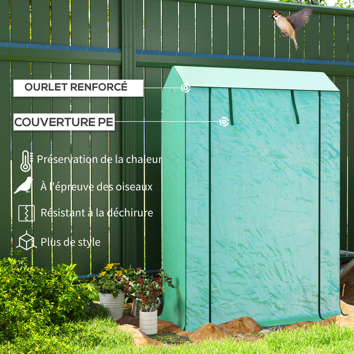 Serre de jardin avec étagères 3 niveaux serre d'hivernage bâche renforcée en PE porte enroulable 100 x 40 x 150 cm vert