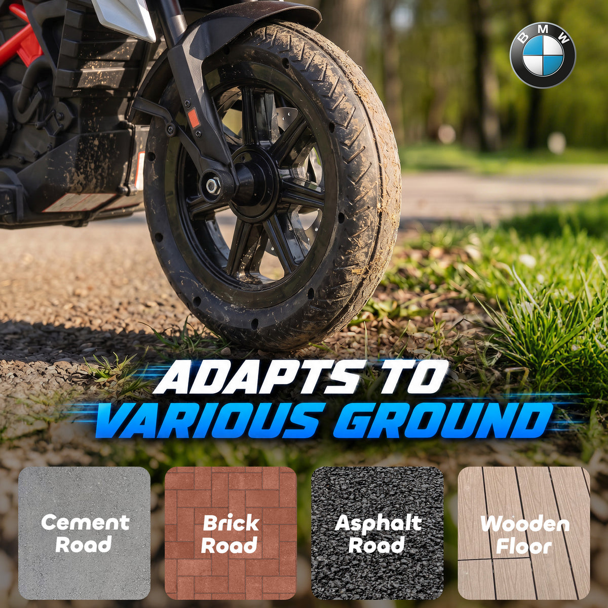 Moto elettrica per bambini 3-8 anni BMW G310 GS, batteria al litio 12V, 3-6 km/h, 102 x 62 x 73 cm, rosso