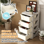 Organisateur de jouets pour enfants avec 4 tiroirs à 4 niveaux, boîtes de rangement en plastique, 37 x 37 x 76 cm, crème