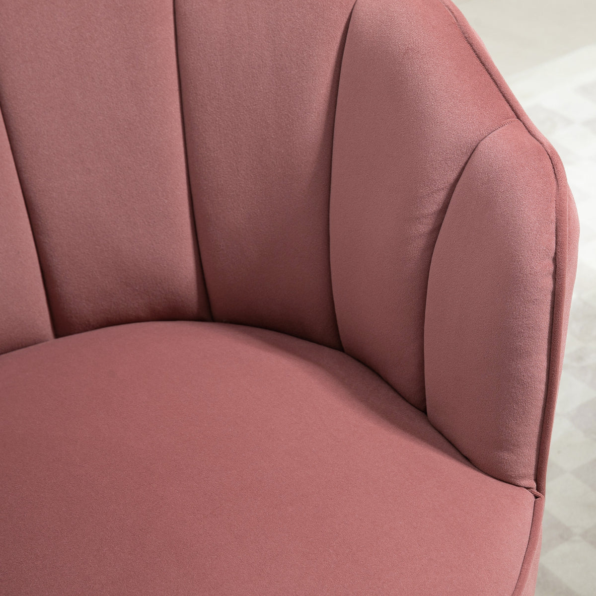 Fauteuil Coquillage Fauteuil de Salon Chambre avec Dossier et Coussin Aspect Velours Pieds en Bois hévéa 66L x