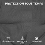 Lot de 4 coussins pour chaises de terrasse, résistants à l'eau, antidérapants, avec liens, 112x53cm, Gris Foncé