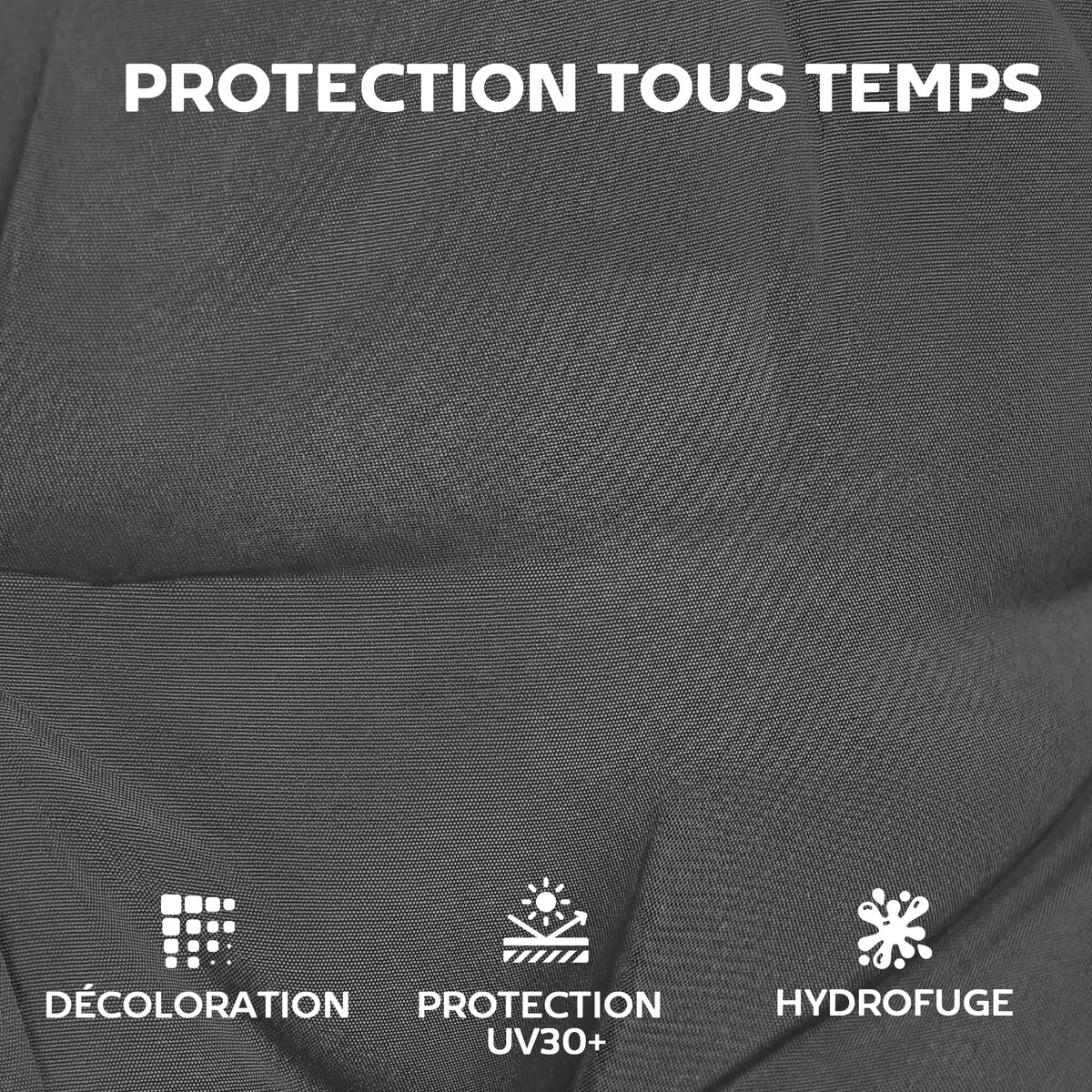 Lot de 4 coussins pour chaises de terrasse, résistants à l'eau, antidérapants, avec liens, 112x53cm, Gris Foncé