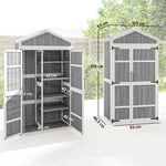 Armoire de Jardin Abri de Jardin Étanche avec Toit en Métal Double Porte pour Outils de Jardinage 105x55x179cm Gris
