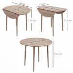 Folding dining table with 2 drop leaves - extendable round table - space-saving with wooden legs Ø89 x 73.5H cm