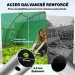 Serre Tunnel de Jardin Serre Maraîchère Acier Galvanisé Ø25mm et Structure Renforcée 395x595x199cm Vert