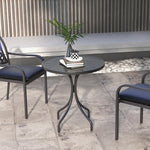 Table de Bistrot Ronde Ø 66 cm en Acier Galvanisé avec Plateau à Lattes pour Terrasse, Balcon, Noir