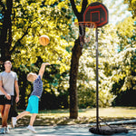 Buitenbasketbalpaal met ring, verzwaarde voet op wielen, verstelbare hoogte 2,1-2,6 m (basket)