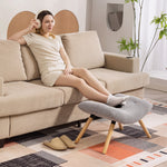 Repose pied salon ottoman pouf salon tabouret de canapé en tissu avec pieds en bois de hêtre, siège rembourré, gris