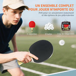 Lot  de 4 raquettes de ping-pong, tennis de table 4 raquettes 8 balles 1 sac pour amateurs débutants experts