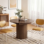 Mesa de Comedor Extensible para 6 a 8 Personas, 110-150 cm, Mesa de Cocina Ovalada con Base Central Redonda, Nogal