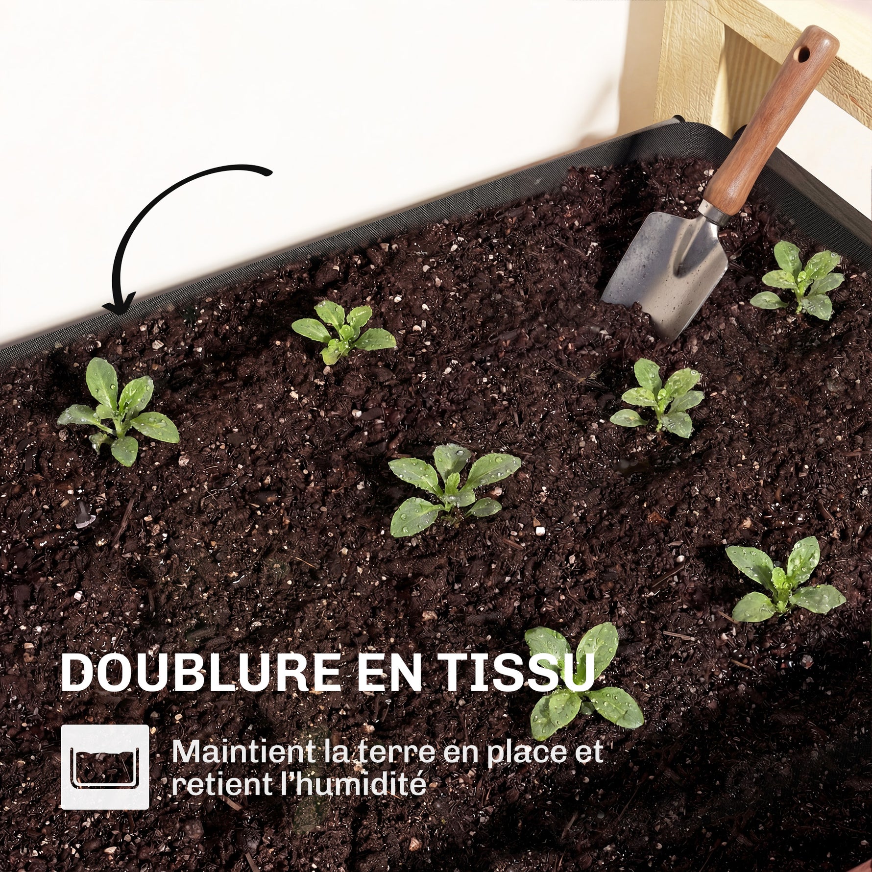 Carré Potager avec pieds Lit de Jardin Surélevé 4 trous de drainage et Tissu non tissé,  98 x 37 x 90 cm, gris