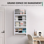 Étagère murale en bois pour livres et magazines, 4 niveaux, 59l x 12P x 113H cm, blanc