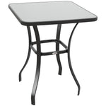 Table carrée Bistro de Jardin dim. 68L x 68l x 84H cm métal époxy Gris Plateau Verre trempé granité