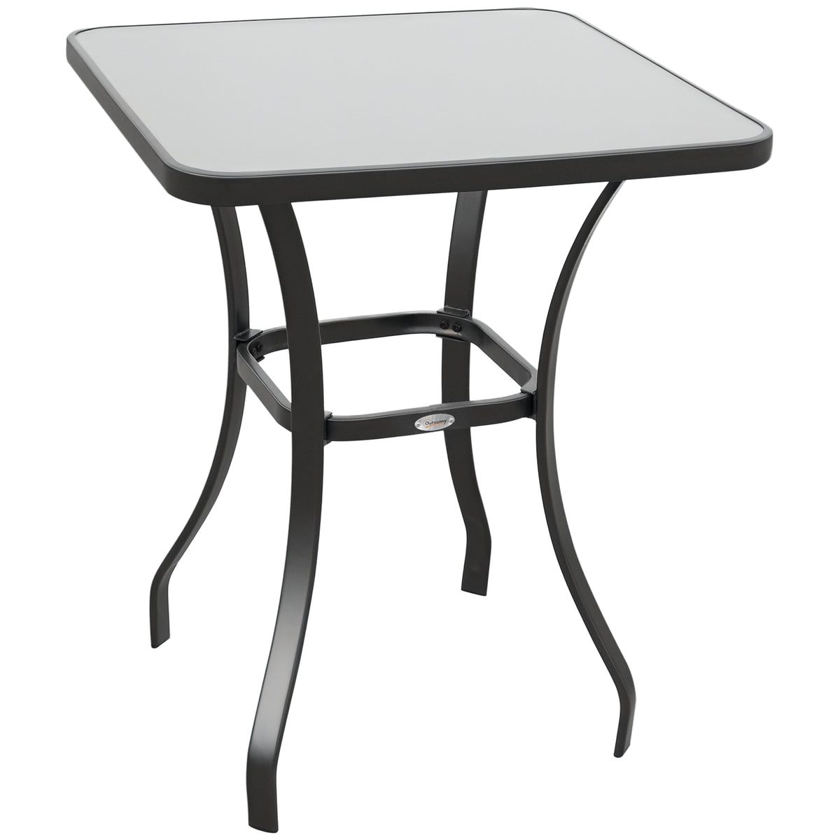 Table carrée Bistro de Jardin dim. 68L x 68l x 84H cm métal époxy Gris Plateau Verre trempé granité