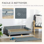 Canapé pour chien chat design scandinave coussin moelleux amovible pieds bois massif 100 x 62 x 32 cm gris