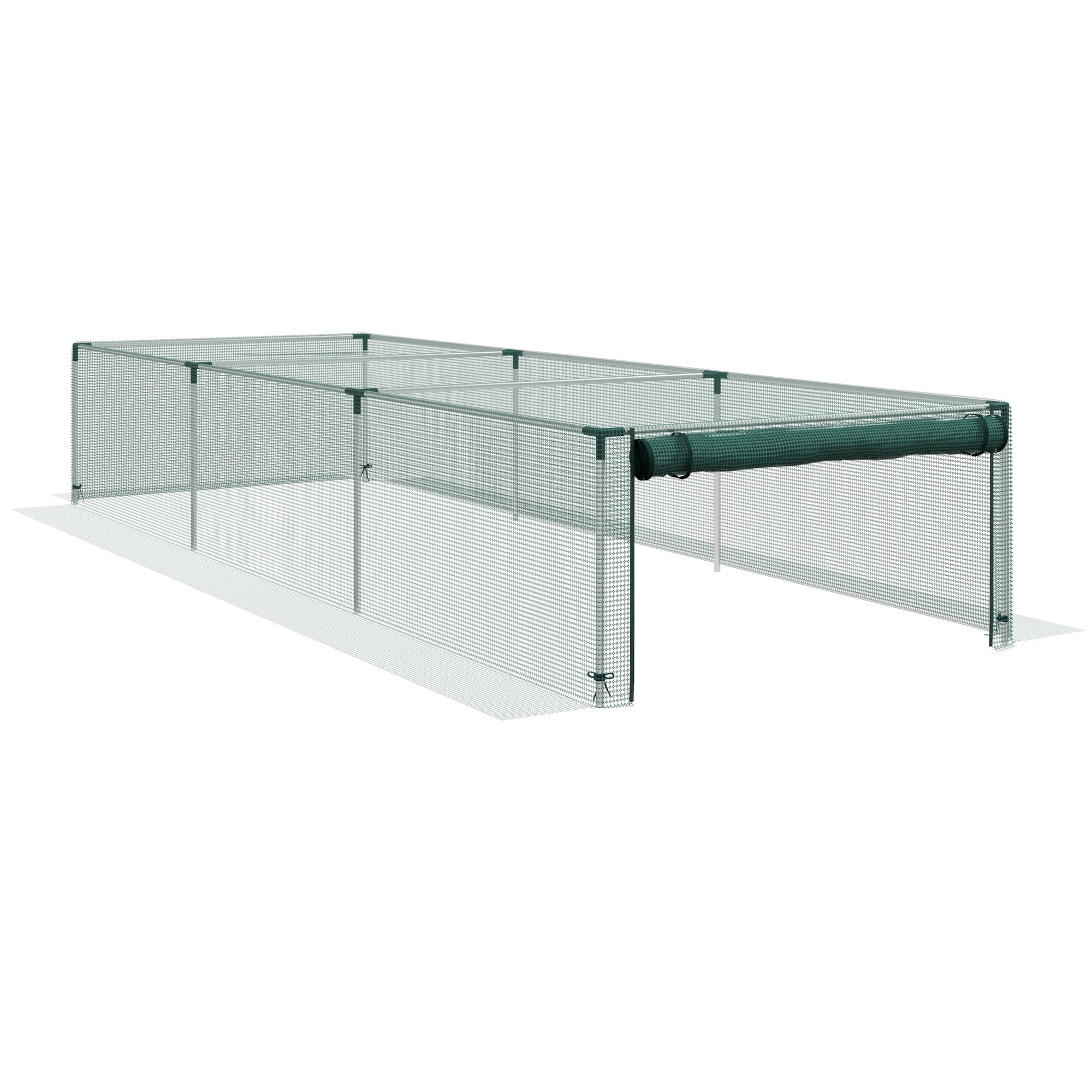 Serre de jardin serre à tomates filet protection porte zippée enroulable HDPE, dim. 125L x 373l x 62,5H cm