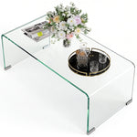 Table basse en verre table de salon rectangulaire design moderne en verre trempé avec bords arrondis sûrs transparent