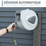 Enrouleur de tuyau à air comprimé - tuyau : 15 m + 1,4 m - Ø intérieur 3/8" (9,5 mm), 1/4" (6,35 mm) BSPT - dévidoir automatique pour tuyau d'air rétractable gris