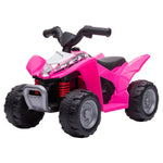 Quad électrique enfant 6 V, vitesse de 2,8 km/h, phares LED, klaxon, poignée et selle ergonomique, rose