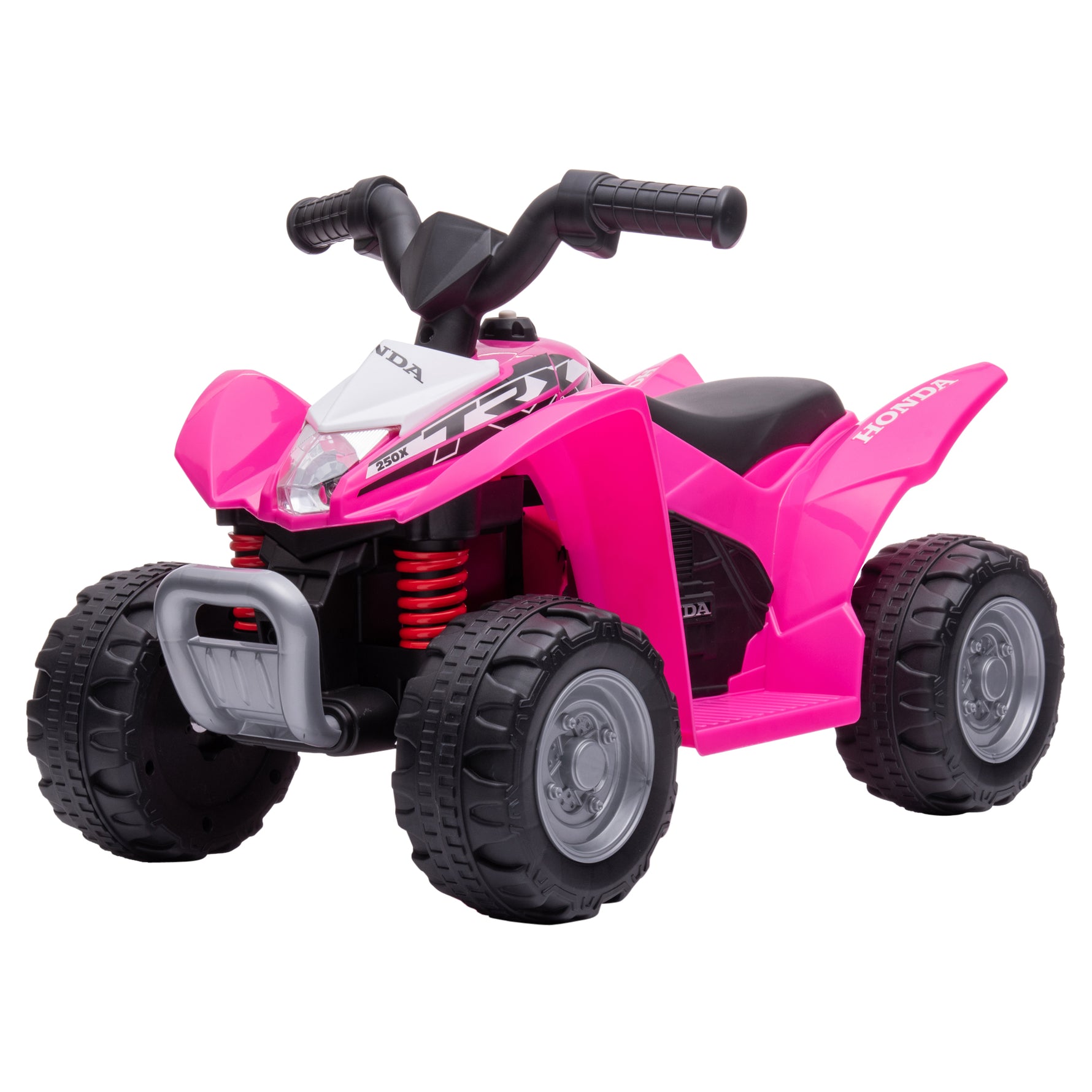 Quad électrique enfant 6 V, vitesse de 2,8 km/h, phares LED, klaxon, poignée et selle ergonomique, rose