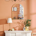 Miroir mural en métal cadre doré en forme de voûtée – 70 x 50 cm – décoration pour entrée ,chambre à coucher, salon