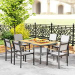Table à manger de jardin pour 6 personnes table de jardin avec plateau effet bois en acier 150 x 90 x 72 cm bois naturel