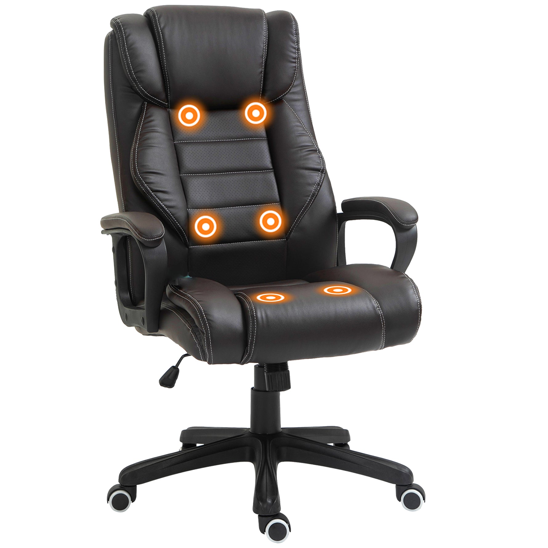 Fauteuil de bureau massant  fauteuil bureau ergonomique grand confort hauteur réglable fonction dossier à bascule revêtement synthétique brun