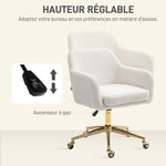 Chaise de bureau fauteuil de bureau avec roulettes hauteur réglable assise pivotante à 360° 60 x 61 x 79-88 cm crème