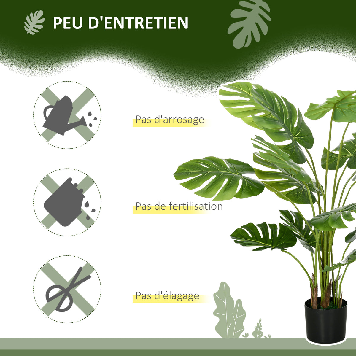 Plante artificielle arbre artificiel monstera deliciosa avec pot inclus hauteur 120 cm intérieure vert
