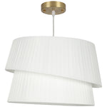 Suspension Luminaire Élégante à Double Abat-Jour, Rosace Dorée, Câble Réglable, Ampoule Non Incluse E14 40 W, Blanc